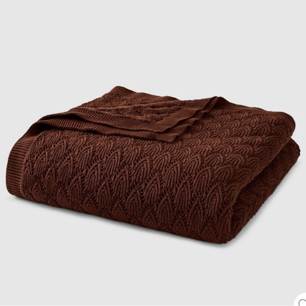 Luxury Cable Knit Throw Blanket - Chocolate Brown